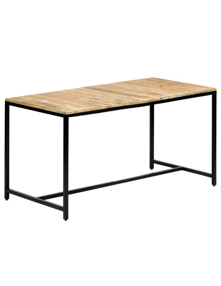 Table à manger Style Industriel en bois de manguier massif brut 140 x 70 x 75 cm {attributes} Table à manger Style Industriel en bois de manguier massif brut 140 x 70 x 75 cm {attributes}