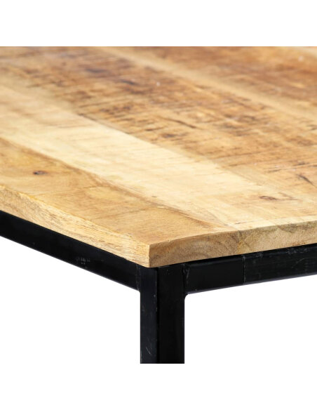 Table à manger Style Industriel en bois de manguier massif brut 140 x 70 x 75 cm {attributes} Table à manger Style Industriel en bois de manguier massif brut 140 x 70 x 75 cm {attributes}