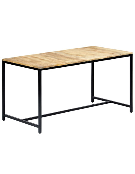 Table à manger Style Industriel en bois de manguier massif brut 140 x 70 x 75 cm {attributes} Table à manger Style Industriel en bois de manguier massif brut 140 x 70 x 75 cm {attributes}