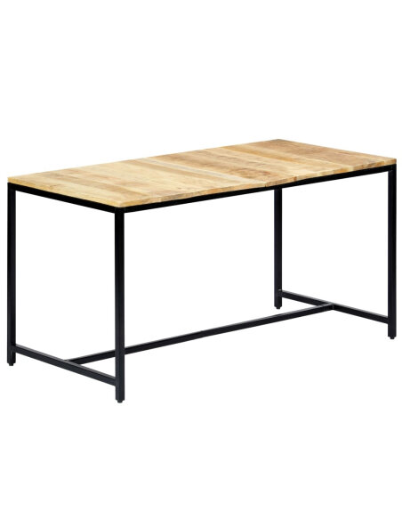 Table à manger Style Industriel en bois de manguier massif brut 140 x 70 x 75 cm {attributes} Table à manger Style Industriel en bois de manguier massif brut 140 x 70 x 75 cm {attributes}