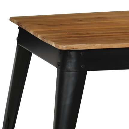 Table à manger Style Industriel en bois d'acacia massif et acier 75 x 75 x 76 cm {attributes}