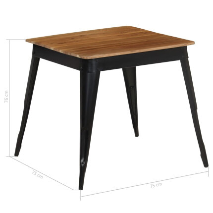 Table à manger Style Industriel en bois d'acacia massif et acier 75 x 75 x 76 cm {attributes}