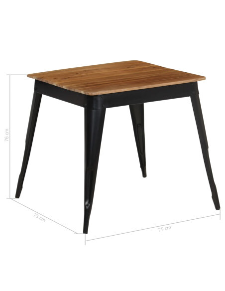 Table à manger Style Industriel en bois d'acacia massif et acier 75 x 75 x 76 cm {attributes} Table à manger Style Industriel en bois d'acacia massif et acier 75 x 75 x 76 cm {attributes}