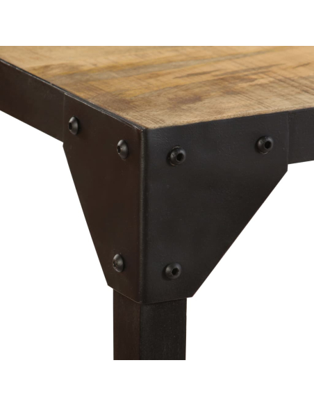 Table à manger Style Industriel en bois de manguier massif 140 x 140 x 76 cm {attributes}