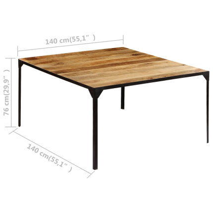 Table à manger Style Industriel en bois de manguier massif 140 x 140 x 76 cm {attributes}