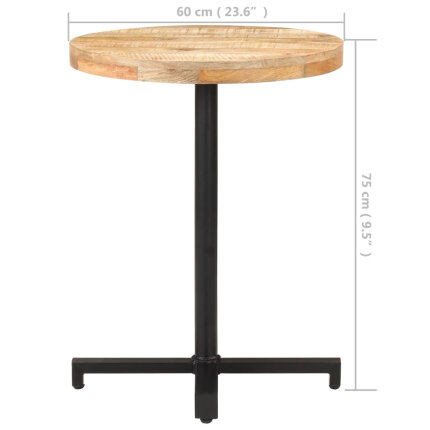 Table de bistro Style Industriel ronde en bois de manguier brut Ø 60 x 75 cm {attributes}