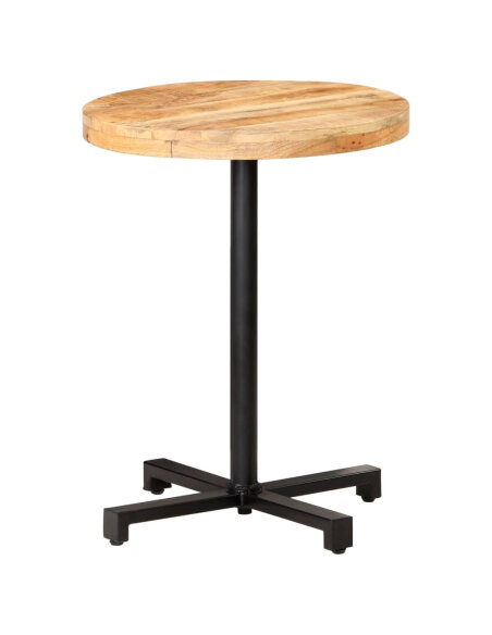 Table de bistro Style Industriel ronde en bois de manguier brut Ø 60 x 75 cm {attributes} Table de bistro Style Industriel ronde en bois de manguier brut Ø 60 x 75 cm {attributes}