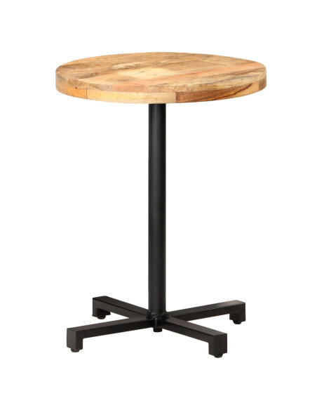 Table de bistro Style Industriel ronde en bois de manguier brut Ø 60 x 75 cm {attributes} Table de bistro Style Industriel ronde en bois de manguier brut Ø 60 x 75 cm {attributes}
