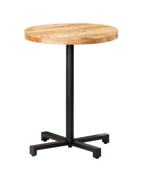 Table de bistro Style Industriel ronde en bois de manguier brut Ø 60 x 75 cm {attributes} Table de bistro Style Industriel ronde en bois de manguier brut Ø 60 x 75 cm {attributes}