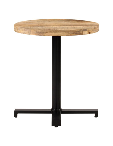 Table de bistro Style Industriel ronde en bois de manguier brut Ø 70 x 75 cm {attributes} Table de bistro Style Industriel ronde en bois de manguier brut Ø 70 x 75 cm {attributes}