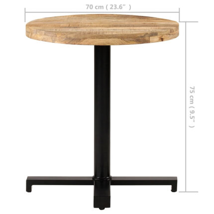 Table de bistro Style Industriel ronde en bois de manguier brut Ø 70 x 75 cm {attributes}