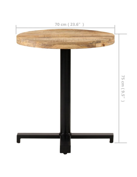 Table de bistro Style Industriel ronde en bois de manguier brut Ø 70 x 75 cm {attributes} Table de bistro Style Industriel ronde en bois de manguier brut Ø 70 x 75 cm {attributes}