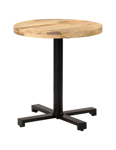Table de bistro Style Industriel ronde en bois de manguier brut Ø 70 x 75 cm {attributes} Table de bistro Style Industriel ronde en bois de manguier brut Ø 70 x 75 cm {attributes}