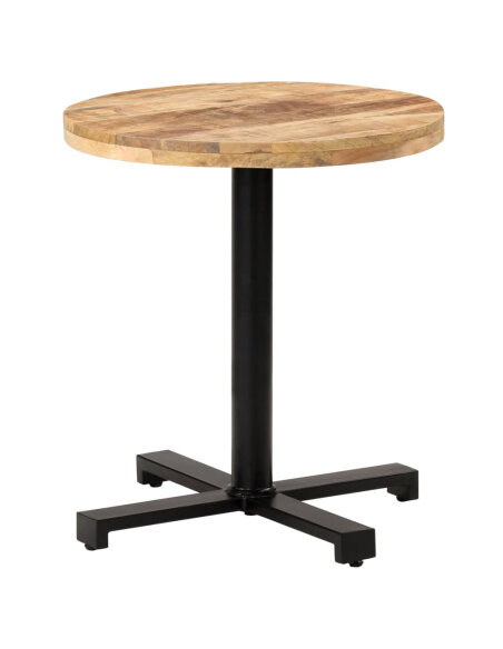 Table de bistro Style Industriel ronde en bois de manguier brut Ø 70 x 75 cm {attributes} Table de bistro Style Industriel ronde en bois de manguier brut Ø 70 x 75 cm {attributes}