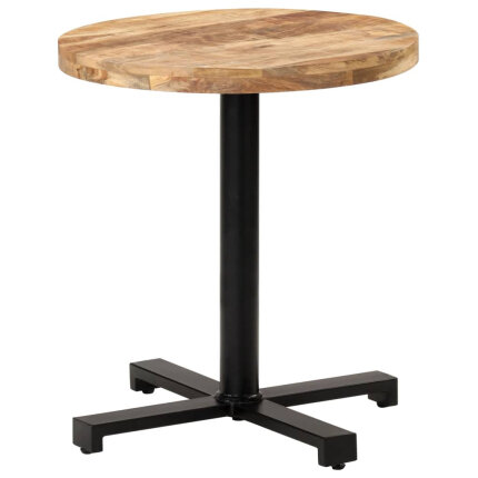 Table de bistro Style Industriel ronde en bois de manguier brut Ø 70 x 75 cm {attributes}