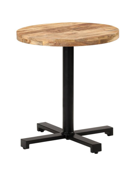 Table de bistro Style Industriel ronde en bois de manguier brut Ø 70 x 75 cm {attributes} Table de bistro Style Industriel ronde en bois de manguier brut Ø 70 x 75 cm {attributes}