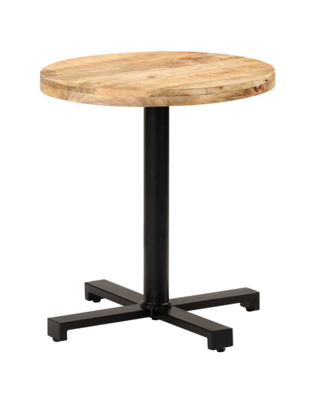 Table de bistro Style Industriel ronde en bois de manguier brut Ø 70 x 75 cm {attributes} Table de bistro Style Industriel ronde en bois de manguier brut Ø 70 x 75 cm {attributes}