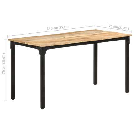 Table salle à manger Style Industriel en bois de manguier brut 140 x 70 x 76 cmcmcmcmcm {attributes}