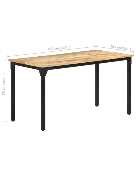 Table salle à manger Style Industriel en bois de manguier brut 140 x 70 x 76 cmcmcmcmcm {attributes} Table salle à manger Style Industriel en bois de manguier brut 140 x 70 x 76 cmcmcmcmcm {attributes}