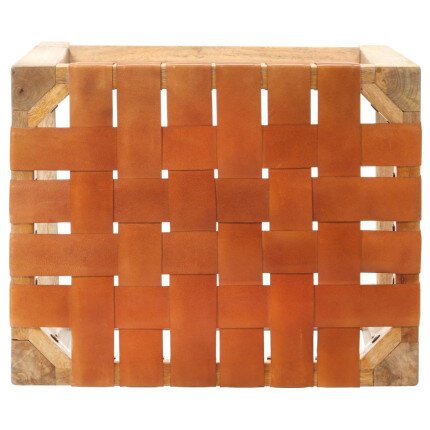 Tabourets de bar Bohème / Nature en lot de 2 en cuir véritable & Bois Brun 60 cm {attributes}