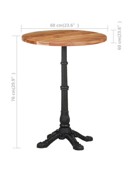 Table de bistro Vintage / Rétro en bois d'acacia massif Ø60x76 cma {attributes} Table de bistro Vintage / Rétro en bois d'acacia massif Ø60x76 cma {attributes}