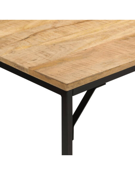 Table à manger Style Industriel en bois de manguier massif brut et en fer  117x60x75 cm {attributes} Table à manger Style Industriel en bois de manguier massif brut et en fer  117x60x75 cm {attributes}