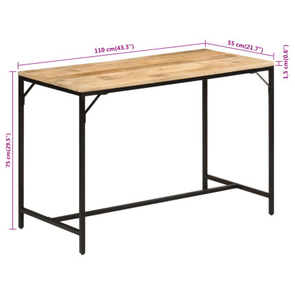 Table à manger Style Industriel en bois de manguier massif brut et en fer  117x60x75 cm {attributes}
