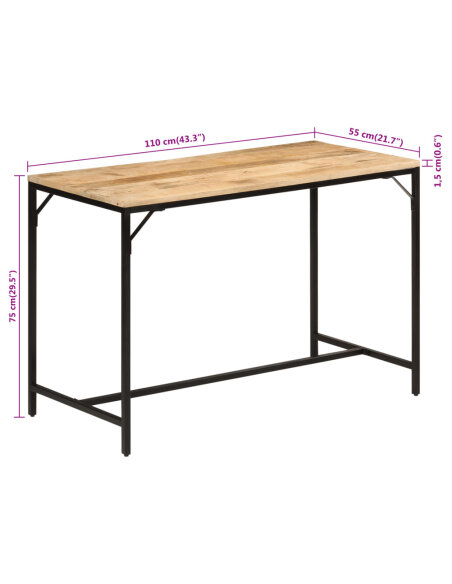 Table à manger Style Industriel en bois de manguier massif brut et en fer  117x60x75 cm {attributes} Table à manger Style Industriel en bois de manguier massif brut et en fer  117x60x75 cm {attributes}