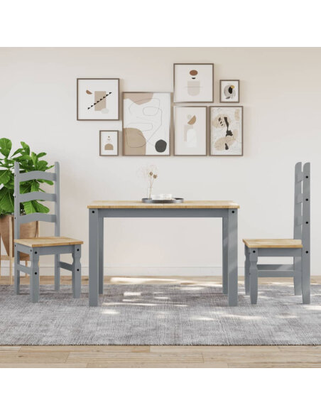 Table à manger style Campagne en bois de pin massif Gris 180x90x75 cm {attributes} Table à manger style Campagne en bois de pin massif Gris 180x90x75 cm {attributes}