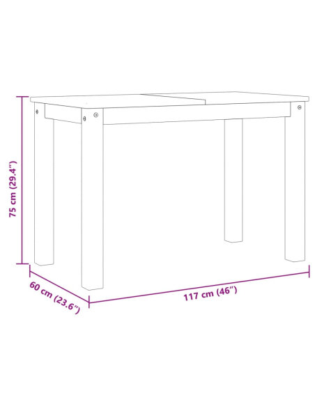 Table à manger style Campagne en bois de pin massif Gris 180x90x75 cm {attributes} Table à manger style Campagne en bois de pin massif Gris 180x90x75 cm {attributes}