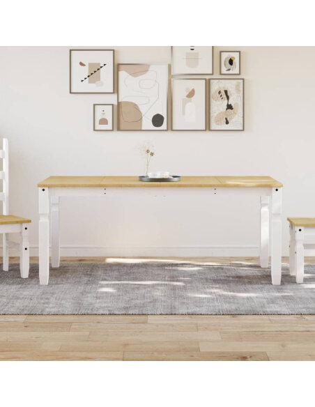 Table à manger style Campagne en bois de pin massif Blanc 180x90x75 cm {attributes} Table à manger style Campagne en bois de pin massif Blanc 180x90x75 cm {attributes}