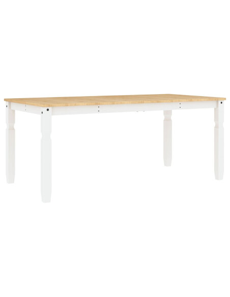 Table à manger style Campagne en bois de pin massif Blanc 180x90x75 cm {attributes} Table à manger style Campagne en bois de pin massif Blanc 180x90x75 cm {attributes}