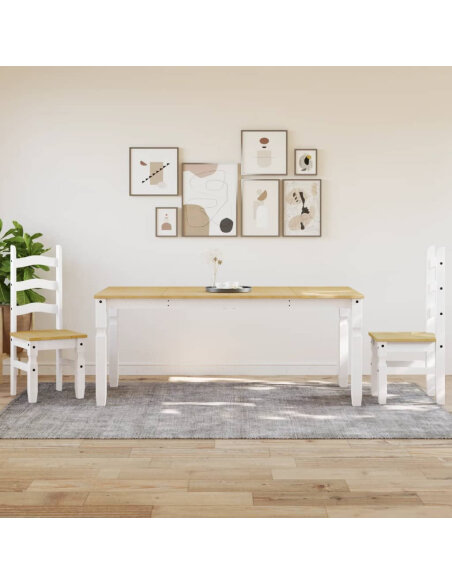 Table à manger style Campagne en bois de pin massif Blanc 180x90x75 cm {attributes} Table à manger style Campagne en bois de pin massif Blanc 180x90x75 cm {attributes}