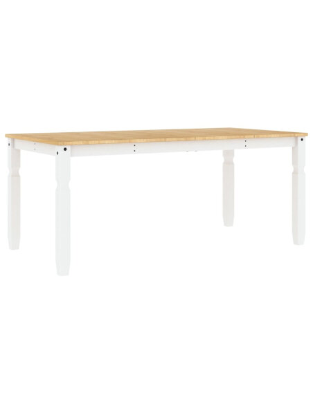 Table à manger style Campagne en bois de pin massif Blanc 180x90x75 cm {attributes} Table à manger style Campagne en bois de pin massif Blanc 180x90x75 cm {attributes}