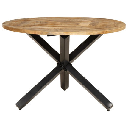 Table à manger Style Industriel en bois de manguier massif brut Ø110x75 cm {attributes}