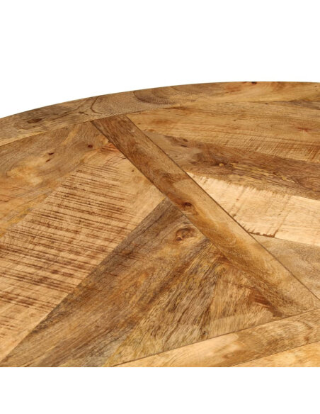 Table à manger Style Industriel en bois de manguier massif brut Ø110x75 cm {attributes} Table à manger Style Industriel en bois de manguier massif brut Ø110x75 cm {attributes}