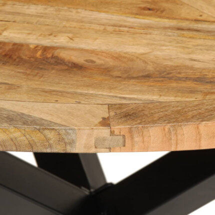 Table à manger Style Industriel en bois de manguier massif brut Ø110x75 cm {attributes}