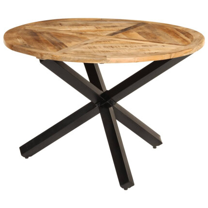 Table à manger Style Industriel en bois de manguier massif brut Ø110x75 cm {attributes}