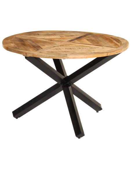 Table à manger Style Industriel en bois de manguier massif brut Ø110x75 cm {attributes} Table à manger Style Industriel en bois de manguier massif brut Ø110x75 cm {attributes}