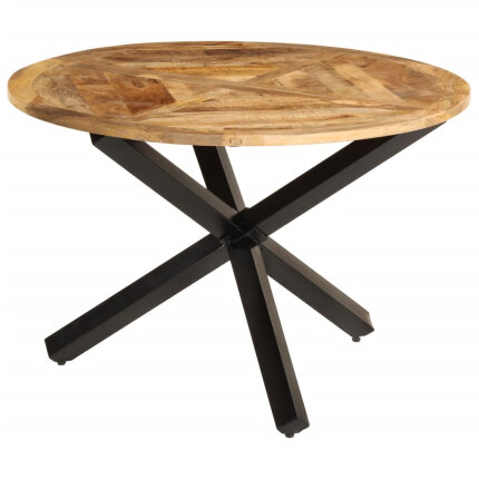 Table à manger Style Industriel en bois de manguier massif brut Ø110x75 cm {attributes}