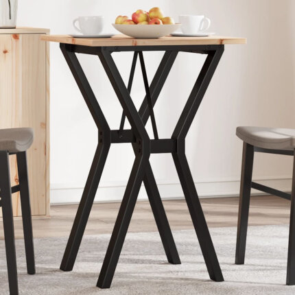 Table à manger Style Industriel cadre en Y en bois de pin massif & fonte 50 x 50 x 75 cm {attributes}