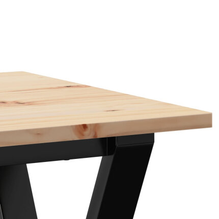 Table à manger Style Industriel cadre en Y en bois de pin massif & fonte 50 x 50 x 75 cm {attributes}