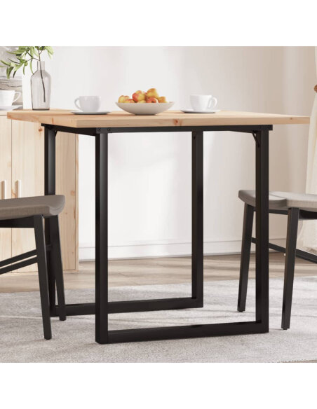 Table à manger Style Industriel cadre en O en bois de pin massif & fonte 80 x 80 x 75.5 cm {attributes}