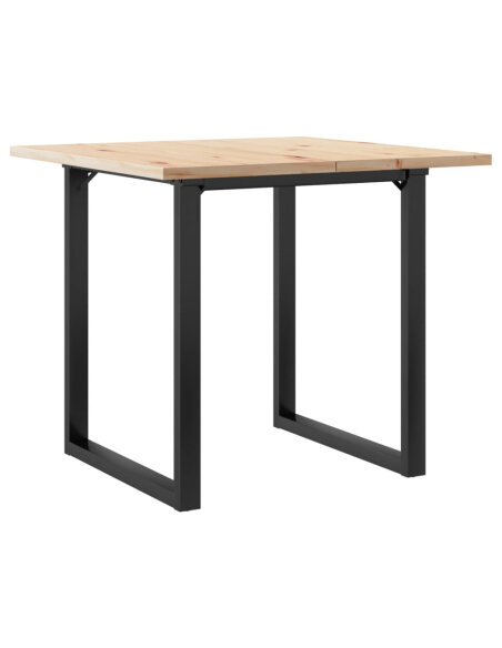Table à manger Style Industriel cadre en O en bois de pin massif & fonte 80 x 80 x 75.5 cm {attributes}