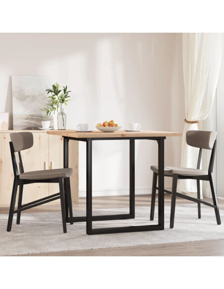 Table à manger Style Industriel cadre en O en bois de pin massif & fonte 80 x 80 x 75.5 cm {attributes}