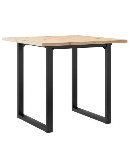 Table à manger Style Industriel cadre en O en bois de pin massif & fonte 80 x 80 x 75.5 cm {attributes}