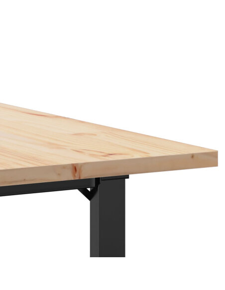 Table à manger Style Industriel cadre en O en bois de pin massif & fonte 80 x 80 x 75.5 cm {attributes}