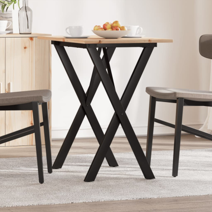 Table à manger Style Industriel cadre en X en bois de pin massif & fonte 80 x 50 x 75 cm {attributes}