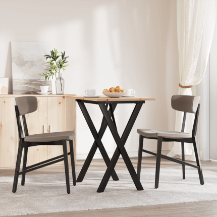 Table à manger Style Industriel cadre en X en bois de pin massif & fonte 80 x 50 x 75 cm {attributes}