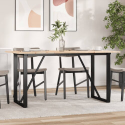 Table à manger Style Industriel cadre en O en bois de pin massif & fonte 160 x 80 x 75 cm {attributes} 2